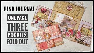 Junk Journal - One Page - Three Pockets - Fold Out