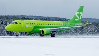 Takeoffs from RWY29 at Krasnoyarsk | Snowy day