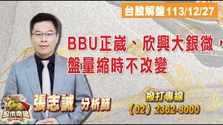 2024.12.27【股市帝國】BBU正崴、欣興大銀微，盤量縮時不改變 - 張志誠分析師 台股解盤#大華國際投顧