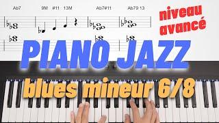 Piano jazz : comping sur un blues mineur (fusion 6/8)