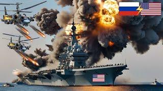 Russian KA 52 Helicopter Strike on US Aircraft Carrier in The Black Sea