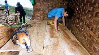 Making wooden bed inside shelter || Sanjay & Nowa helping me to make a bed@Sanjipjina