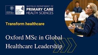 Oxford MSc in Global Healthcare Leadership