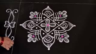 simple rangoli || side border rangoli design || simple kolam || easy rangoli || daily muggulu