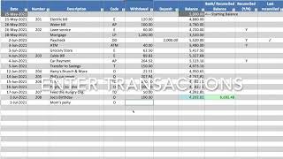 spreadsheets4life | Checkbook Register in Excel | Personal Business Financial Account Budget Plan