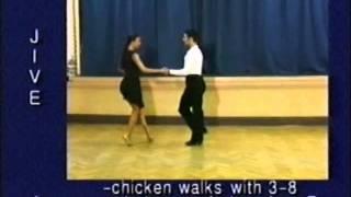 Jive dance steps: 22. Chicken walks with 3-8 of overturned change of place L to R