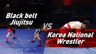 Black belt Jiujitsu VS Korea National Wrestler