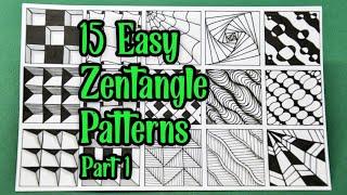 15 Easy Zentangle Patterns For Beginners | Part 1  | Easy Drawing || الگوهای ساده زنتنگل