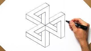 Impossible Object Tripple Triangle Drawing Optical Illusion EASY