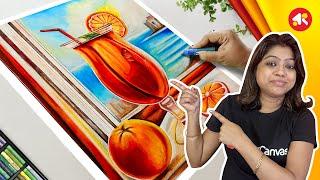 Summer drawing with Oil Pastel | Summer drawing easy Oil Pastel | Oil Pastel Scenery Drawing