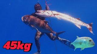 SPEARFISHING PHILIPPINES || GREAT BARRACUDA || GIANT TREVALLY || DOS HERMANAS! 45KG!