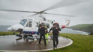 Landing in Mykines with Atlantic Airways' helicopter, Faroe Islands (Fær Øer - Føroyar)