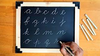 cursive writing a to z, alphabets on slate stone, cursive writing abcd, small cursive letters, lkg