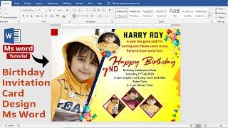 Ms word Tutorial~~Birthday Invitation Card Design in Ms word | Ready to Print