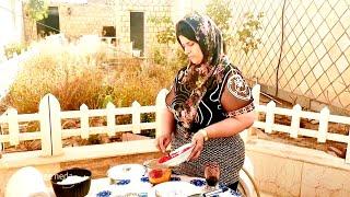 Cooking plum stew in village style /Daily routine of rural Iran