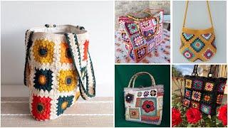 Most gorgeous granny crochet square/flower pattern boho style bag/handbag/shoulder bag designs