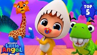 Baby Shark Dance, Dinosaur Song, Old MacDonald + More | Top 5 Little Angel Animal Songs