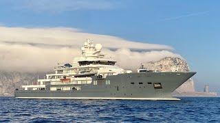 ANDROMEDA, 107m Luxury Explorer Yacht docking in Gibraltar 4K