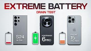 HONOR Magic 6 Pro vs S24 Ultra vs iPhone 15 Pro Max EXTREME Battery Drain Test