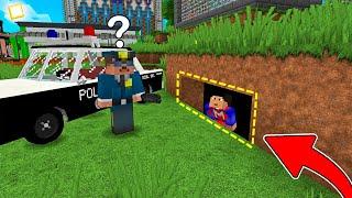CONSTRUYO UNA CASA SECRETA PARA ESCONDERME DEL POLICÍA EN MINECRAFT TROLL 