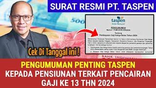  LANGSUNG ! RESMI PT. TASPEN SAMPAIKAN PENCAIRAN GAJI KE 13 PENSIUNAN PNS AKAN CAIR TANGGAL...