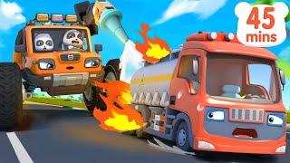 Fire Truck Saving Tanker Truck| Monster Truck | Car Cartoon | Kids Song | BabyBus