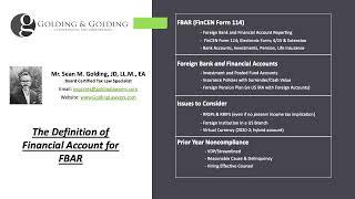 Financial Account (FBAR) Definition FinCEN Form 114 - Golding & Golding, International Tax Lawyers