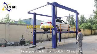 Four post car lift testing in LG factory