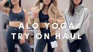 ALO YOGA try on haul: foxy sherpa jacket, airlift suit up, bae hoodie, etc