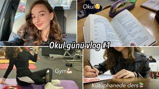 OKUL GÜNÜ VLOG #1 | Kütüphanede ders,spor salonum,sabah rutinim vlogumsuu