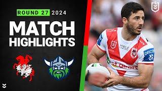 NRL 2024 | Dragons v Raiders | Match Highlights