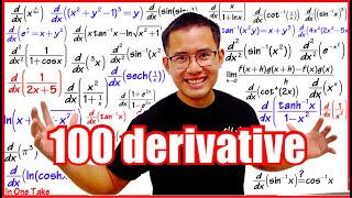 100 calculus derivatives (ultimate derivative tutorial)