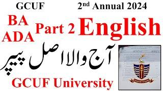 BA ADA Part 2 English Today Paper GCUF 2nd Annual 2024 | ADA Part 2 English Paper Supply 2024 | GCUF