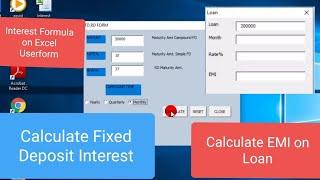 Loan EMI, RD Interest calculations with Excel user form || Interest Calculator using Excel user form