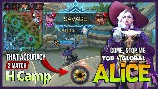 Savage Perfect Alice with 100% Accuracy of Flowing Blood by H Camp Top 4 Global Alice ~ MLBB