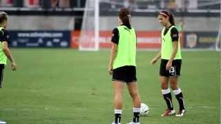 Alex Morgan- Soccer trick during warm-up