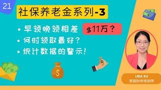 第 21 期 - 社保退休金系列 3 - 何时领取最好？早领晚领相差$11万！统计数据给出的警示！