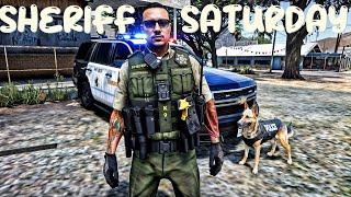 Playing GTA 5 As an OFFICER Sheriff Saturday K9 Patrol | GTA 5 Lspdfr Mod