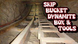 1900s Gold Mine - Three Level Winze Shaft - Skip Bucket - Dynamite Box- Tools and more...