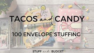 TACOS & CANDY Savings Challenge Day    | Let's Stuff My 100 Envelope Challenge #tacos #candybox