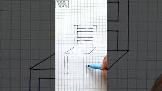 Simple Drawing Shorts || Grid Paper 3d Chair Drawing || How to draw a chair || #drawing #shorts