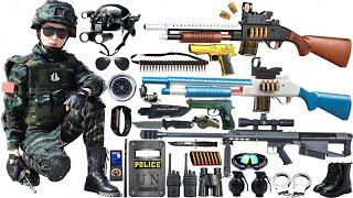 special police toy set|special police weapons unboxing|knife,ak-47 toys,M870,barrett,unboxing video