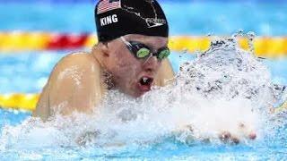 IU's Lilly King waves her finger at Russian swimmer