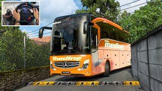 Smooth Bus Drive through Extreme Narrow Roads of Indonesia - Euro Truck Simulator 2 | Wheel Gameplay
