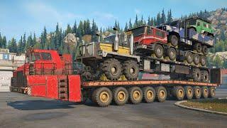 SnowRunner - Crazy Heavy Overload - Loading On Longest Carrier Towing Truck MAZ 7907 20x20