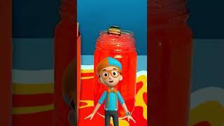 DIY toy car ramp ! Will it jump ovet the lava ? #blippi #shorts #toyplay #car