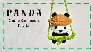 Crochet Panda car hanger/ car accessories crochet tutorial #amigurumikeychain #crochet