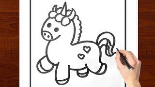 Unicorn Drawing for kids |How to draw Unicorn | Kids video | Kids drawing | easy Drawing |