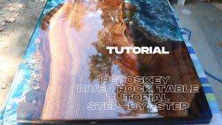 Petoskey Resin River Rock Table FULL TUTORIAL!!!