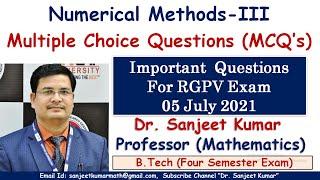 Numerical Methods-3 Important Multiple Choice Questions (MCQ) Mathematics-3 RGPV Exam 05 July 2021